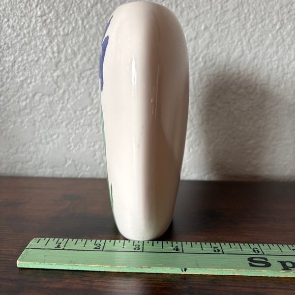 Yamaji Mid Century Japan Iris Floral Porcelain Vase Blue Botanical Style - Picture 7 of 7